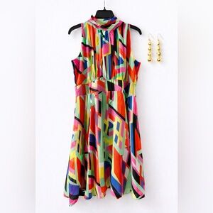 Colorful Geometric Print Dress